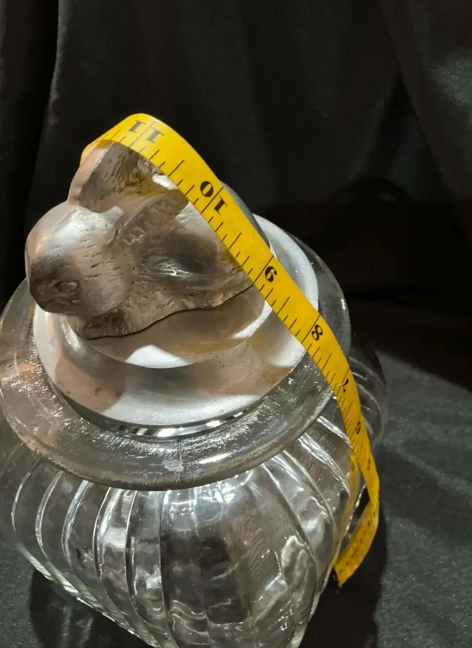 Unbranded Ribbed Glass Apothecary Canister With Pewter Rabbit Lid